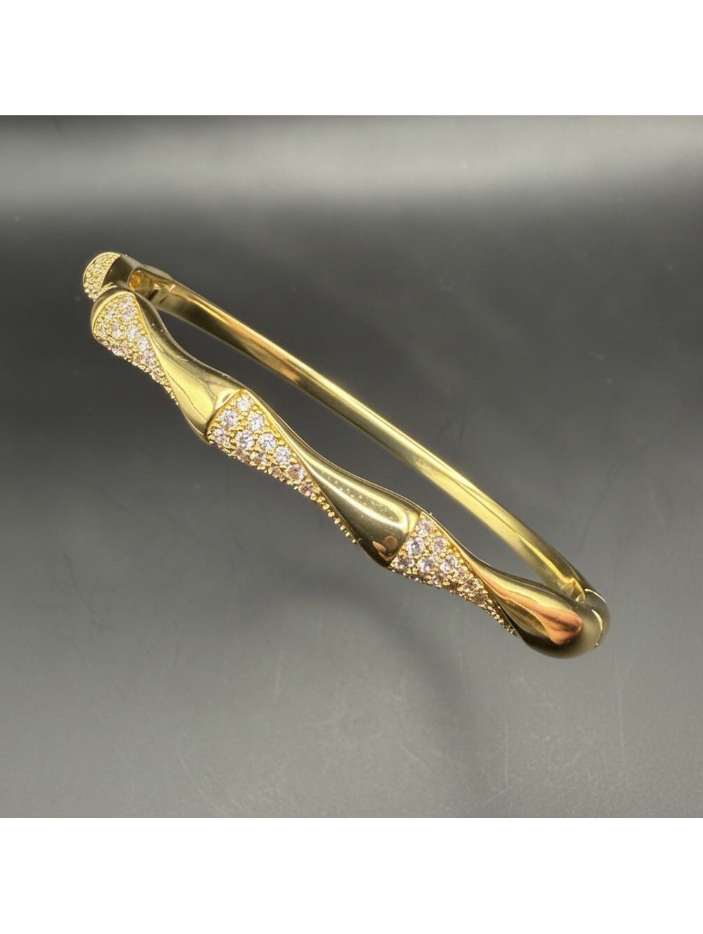 candy+clover Elegant Gold-Tone Crystal Accent Women's Bangle Bracelet